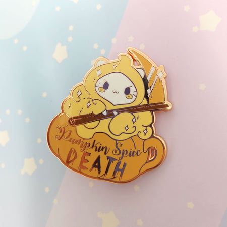 PREORDER -- Pumpkin Spice DEATH - Hard Enamel Pin - Kittynaut