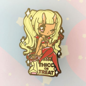 Thicc or Treat Devil Girl - Hard Enamel Pin - Kittynaut