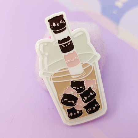 Bubble Kittea Enamel Pins - Thai Tea - Kittynaut